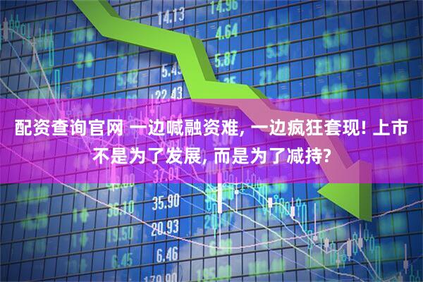 配资查询官网 一边喊融资难, 一边疯狂套现! 上市不是为了发展, 而是为了减持?