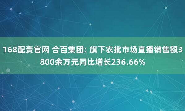 168配资官网 合百集团: 旗下农批市场直播销售额3800余万元同比增长236.66%